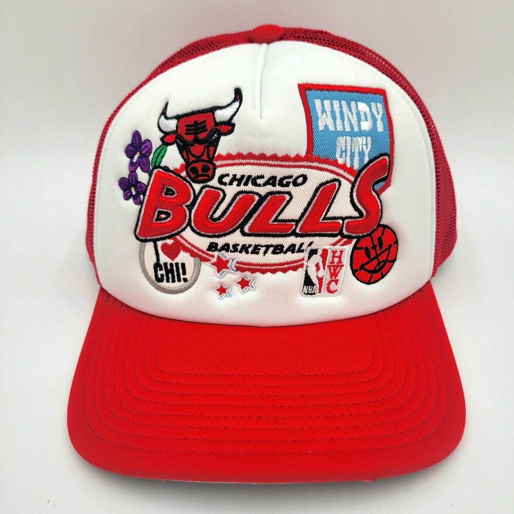 Mitchell & Ness Chicago Bulls Windy City Patch Foam Trucker Snapback Adj Hat Cap